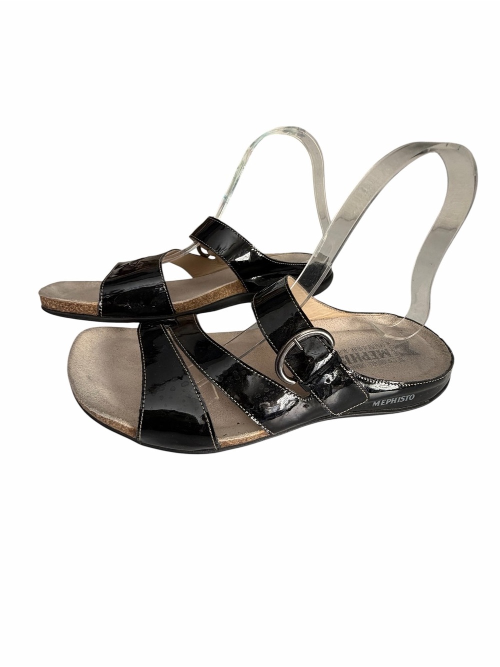Mephisto Women's Black Patent Leather Slingback Sandals Sz 10